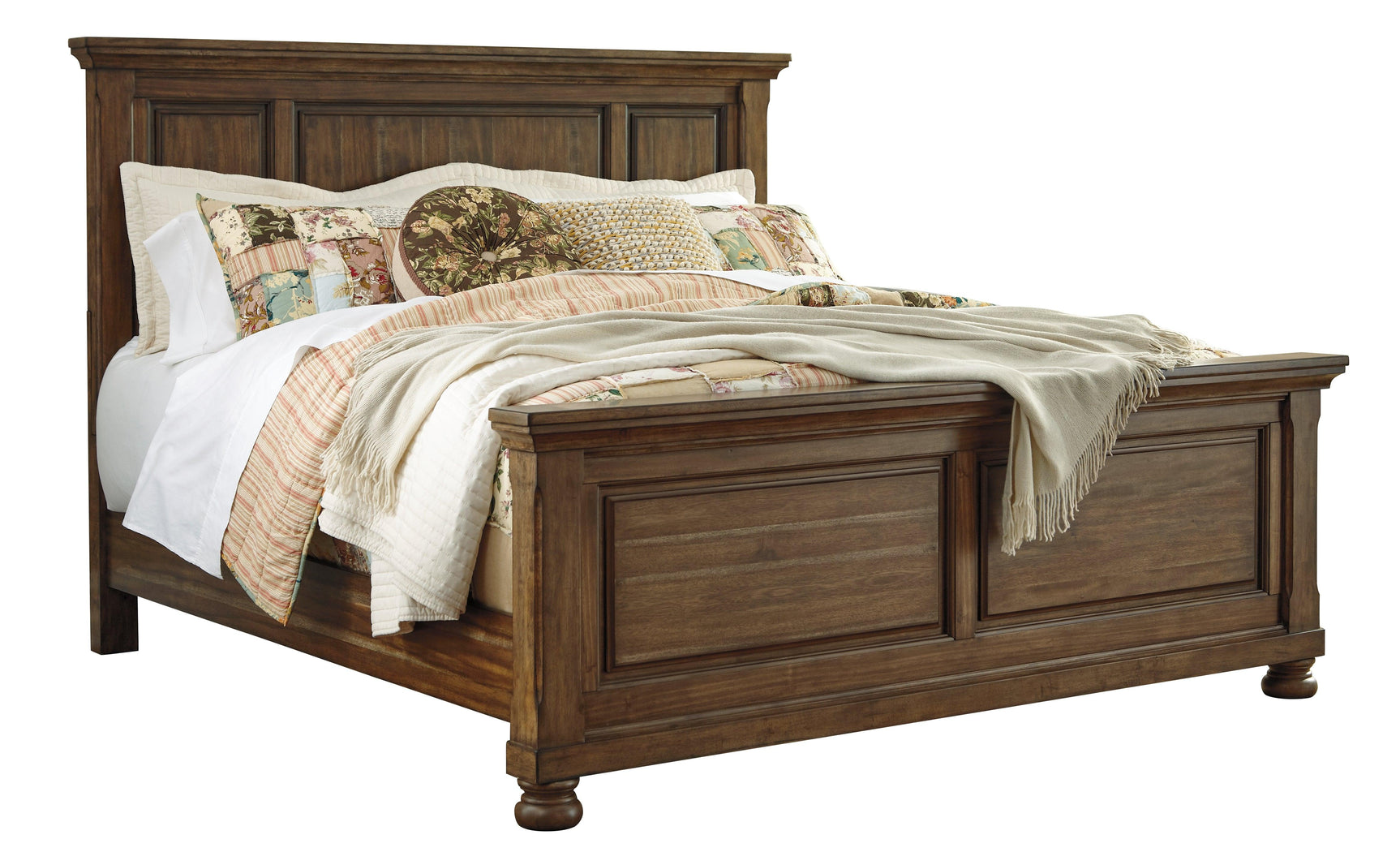 Flynnter Medium Brown Queen Panel Bed - Ella Furniture