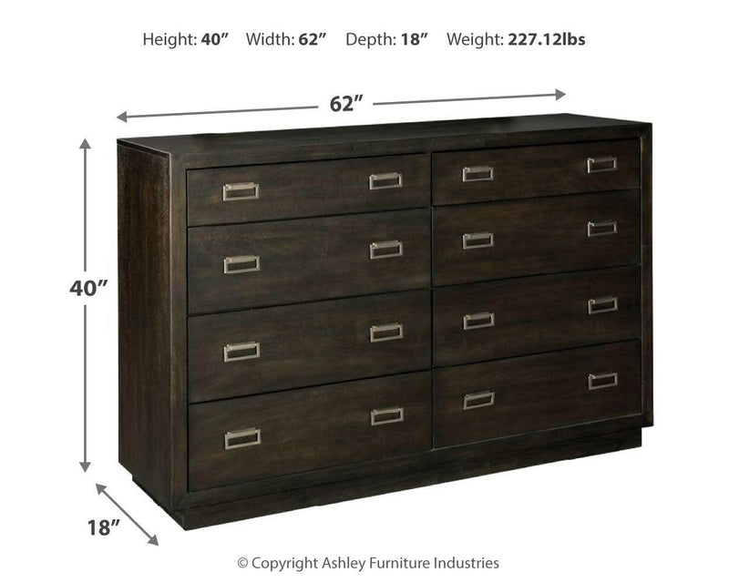 Hyndell Dark Brown Dresser - Ella Furniture