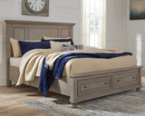 Lettner Light Gray King Panel Storage Bed - Ella Furniture