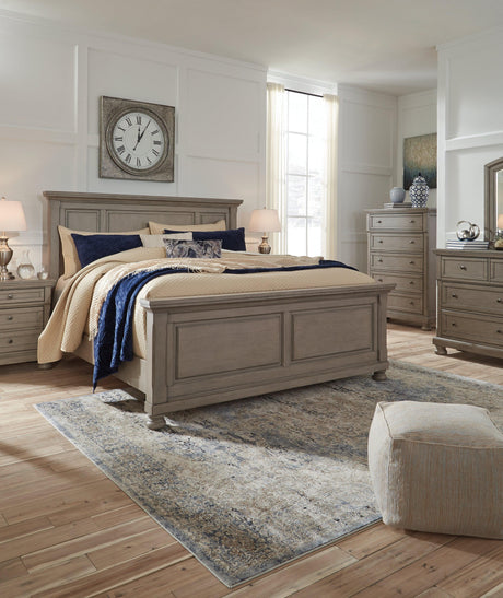 Lettner Light Gray King Panel Bed - Ella Furniture
