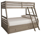 Lettner Light Gray Twin Over Full Bunk Bed With 1 Large Storage Drawer - Ella Furniture