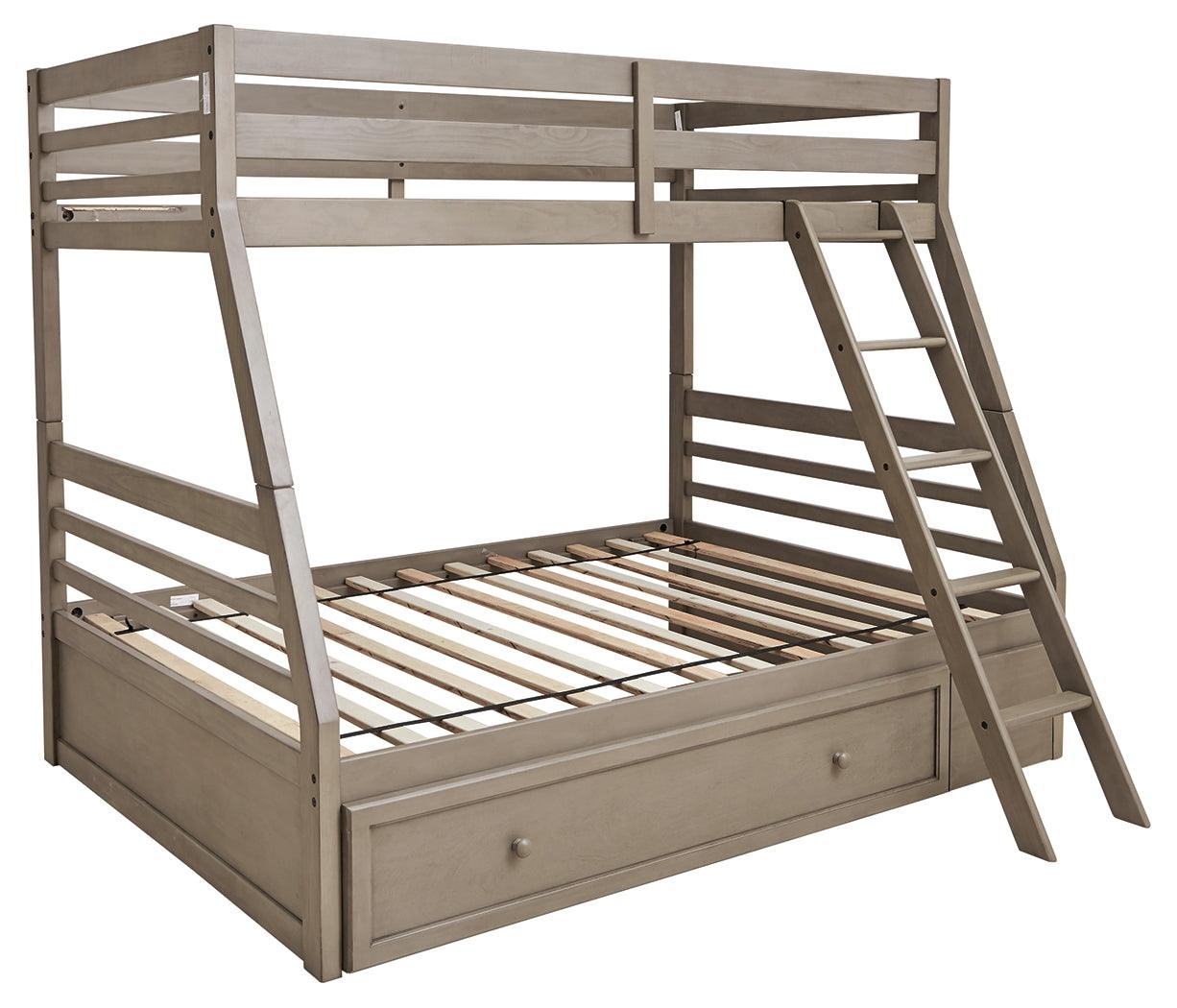 Lettner Light Gray Twin Over Full Bunk Bed With 1 Large Storage Drawer - Ella Furniture