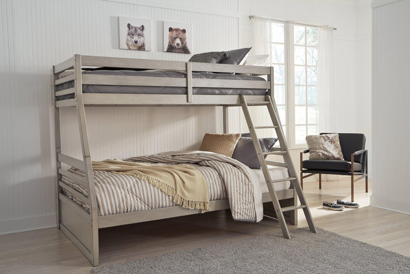 Lettner Light Gray Twin Over Full Bunk Bed - Ella Furniture
