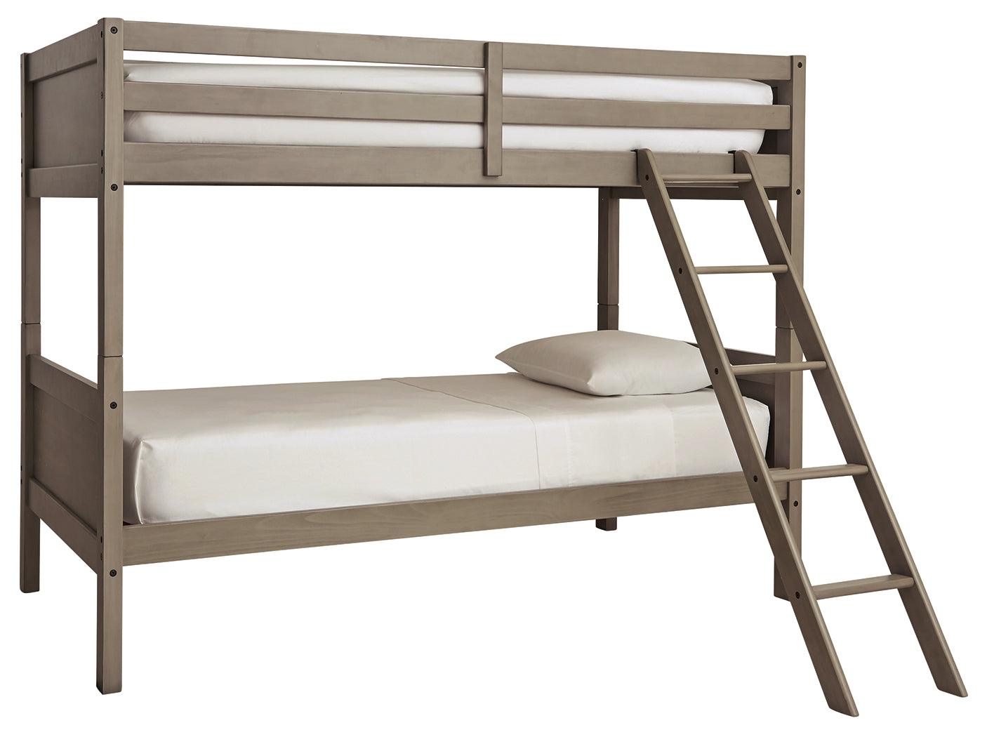 Lettner Light Gray Twin/twin Bunk Bed With Ladder - Ella Furniture