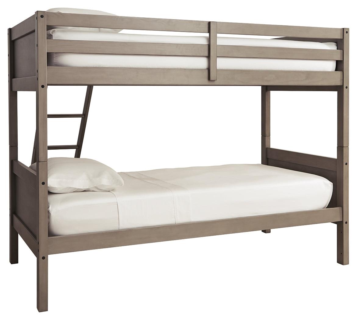 Lettner Light Gray Twin/twin Bunk Bed With Ladder - Ella Furniture