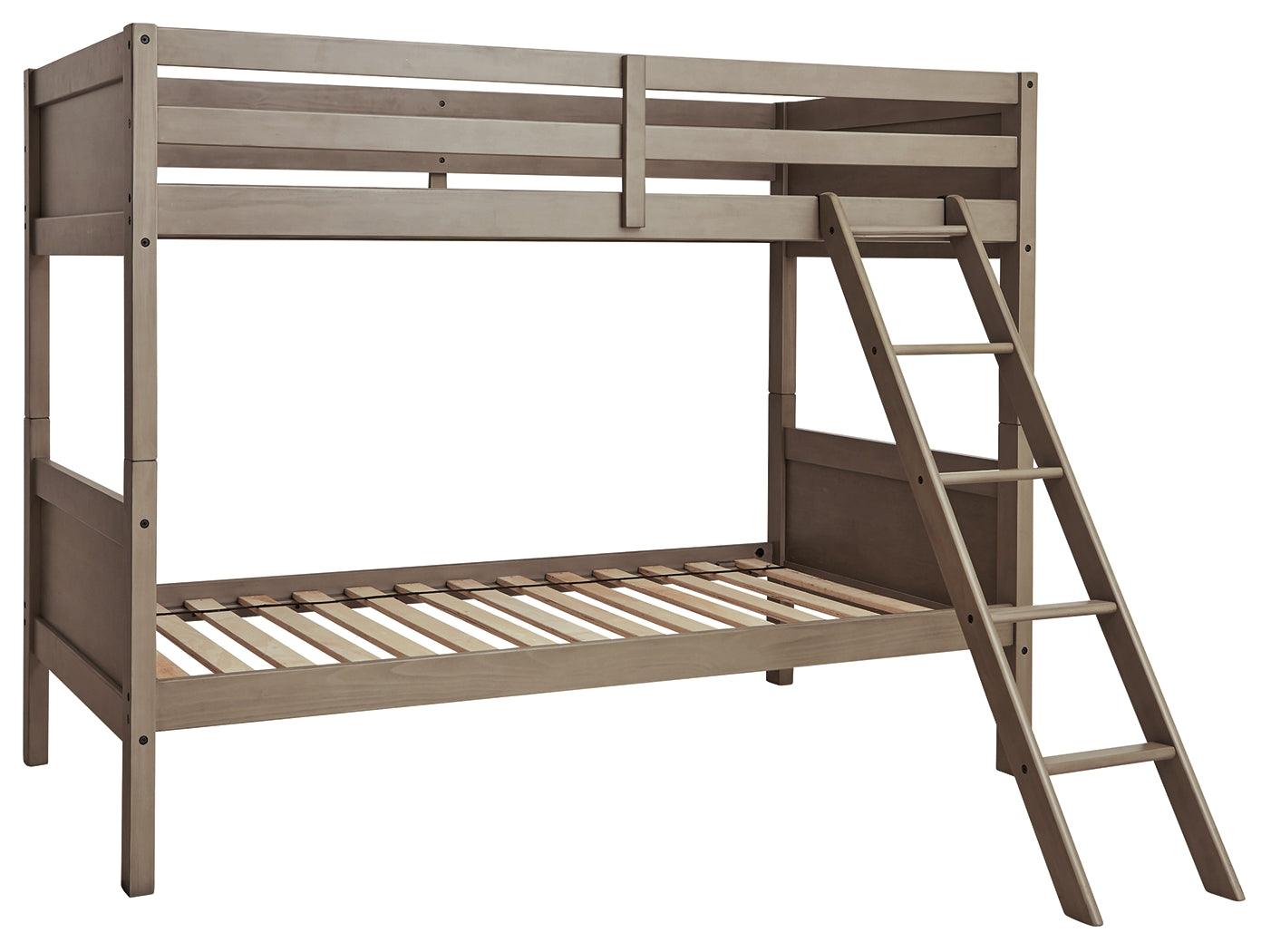 Lettner Light Gray Twin/twin Bunk Bed With Ladder - Ella Furniture