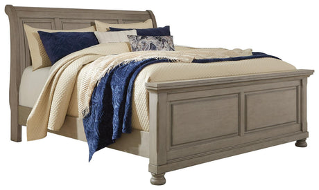 Lettner Light Gray King Sleigh Bed - Ella Furniture