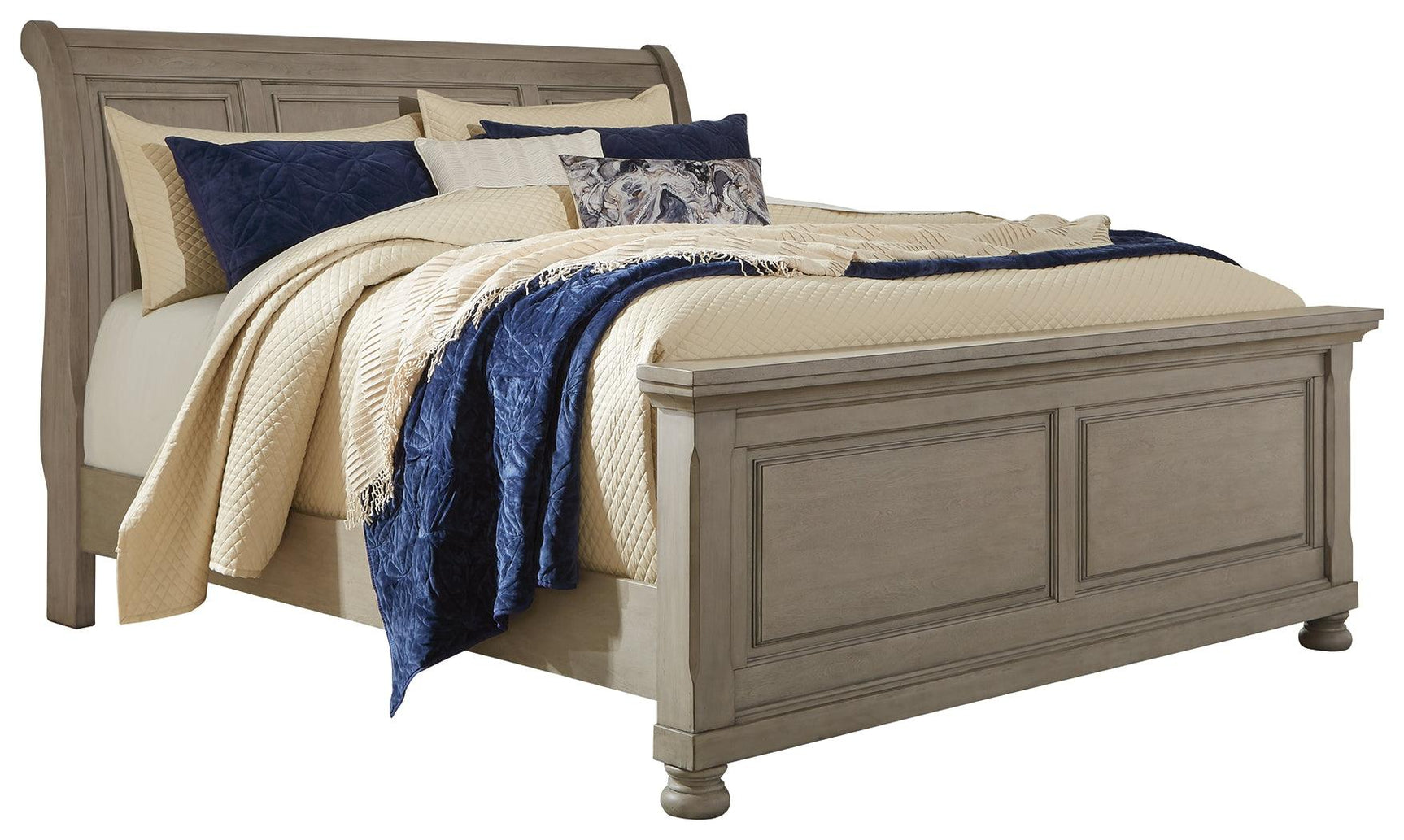 Lettner Light Gray Queen Sleigh Bed - Ella Furniture