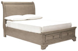 Lettner Light Gray Full Sleigh Bed - Ella Furniture