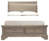 Lettner Light Gray Full Sleigh Bed - Ella Furniture