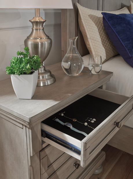 Lettner Light Gray Nightstand - Ella Furniture