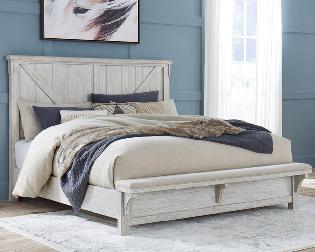 Brashland White King Panel Bed - Ella Furniture