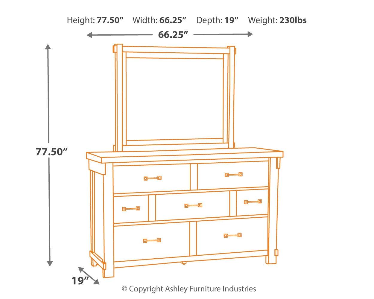 Brashland White Dresser And Mirror - Ella Furniture