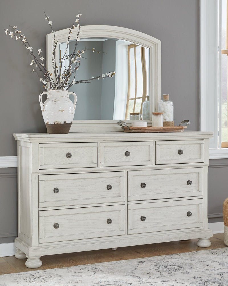 Robbinsdale Antique White Dresser And Mirror - Ella Furniture