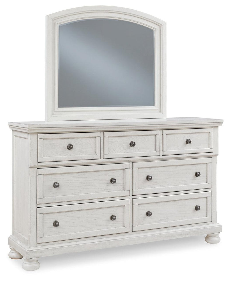 Robbinsdale Antique White Dresser And Mirror - Ella Furniture
