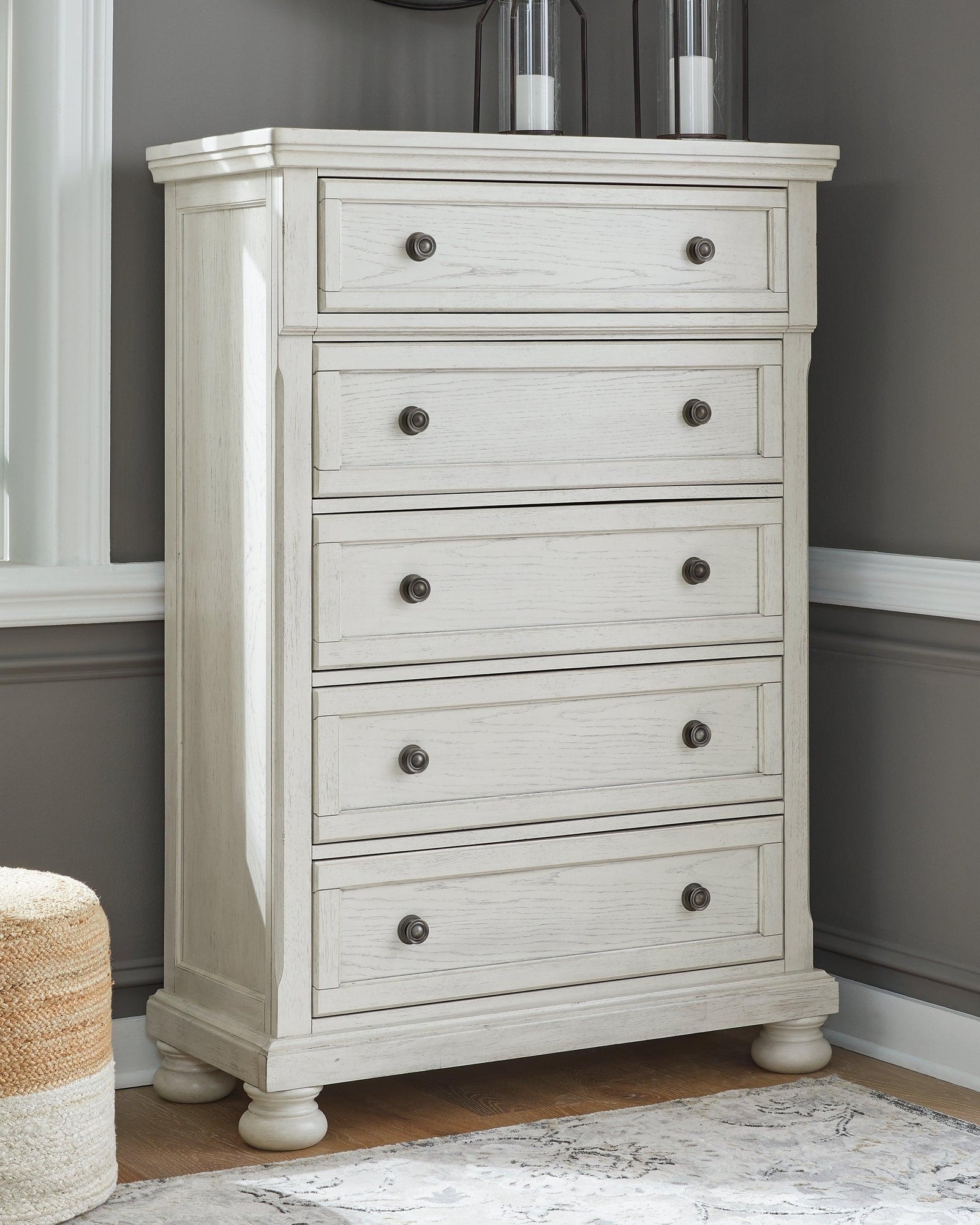 Robbinsdale Antique White Chest Of Drawers - Ella Furniture