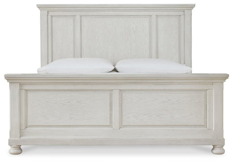 Robbinsdale Antique White King Panel Bed - Ella Furniture