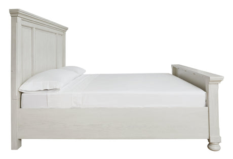 Robbinsdale Antique White Queen Panel Bed - Ella Furniture