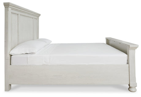 Robbinsdale Antique White King Panel Bed - Ella Furniture