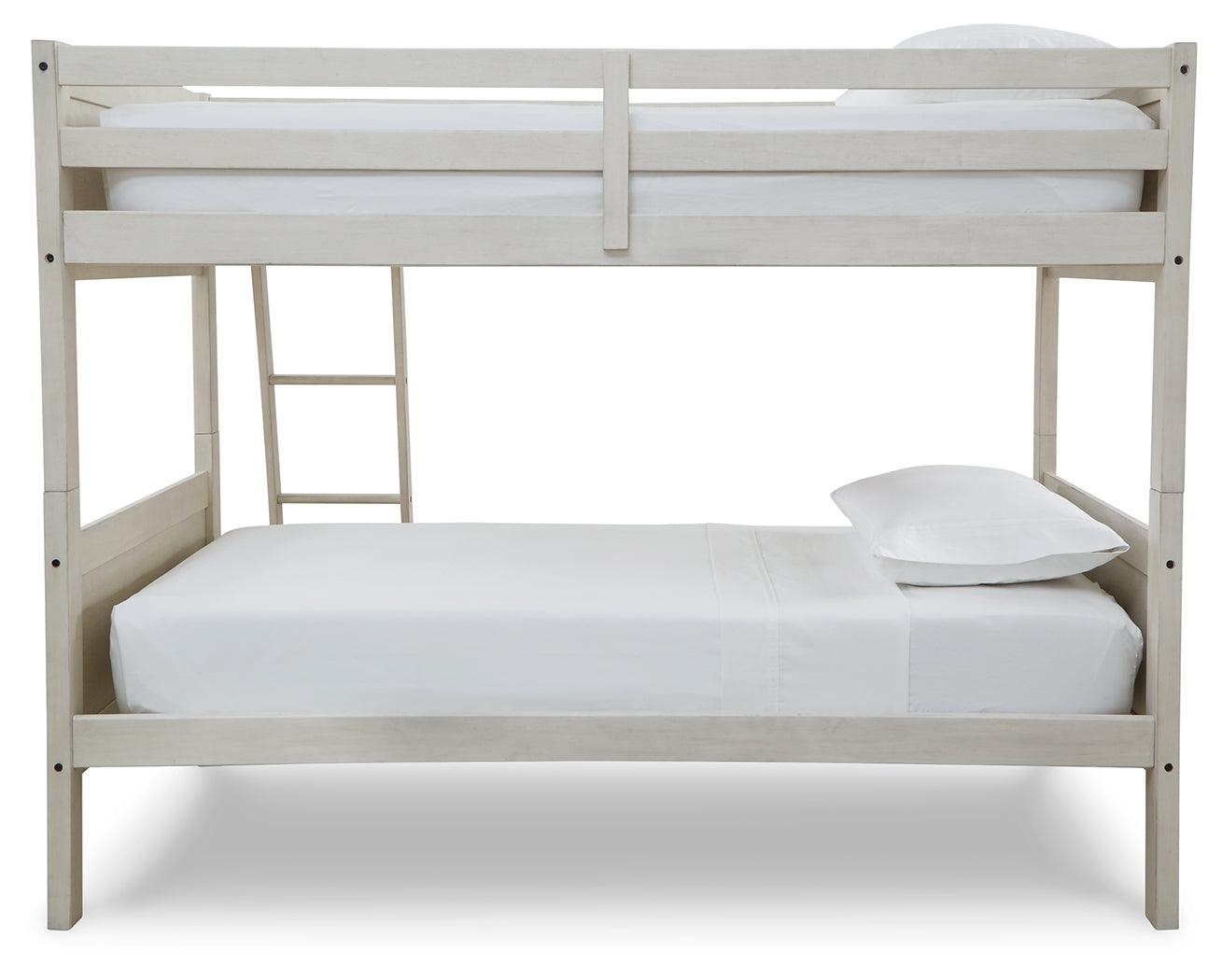 Robbinsdale Antique White Twin/twin Bunk Bed With Ladder - Ella Furniture