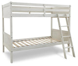 Robbinsdale Antique White Twin/twin Bunk Bed With Ladder - Ella Furniture