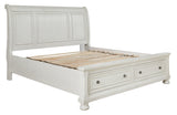 Robbinsdale Antique White King Sleigh Bed With Storage - Ella Furniture