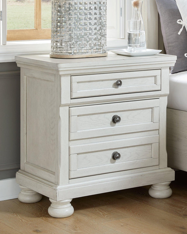 Robbinsdale Antique White Nightstand - Ella Furniture