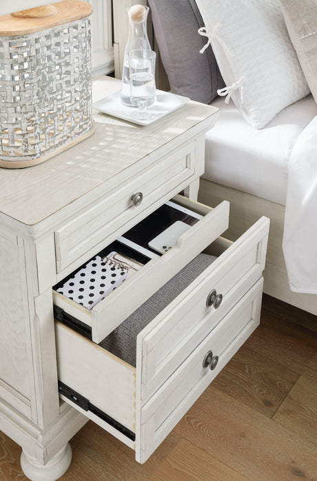 Robbinsdale Antique White Nightstand - Ella Furniture