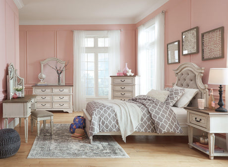 Realyn Chipped White Twin Panel Bed - Ella Furniture