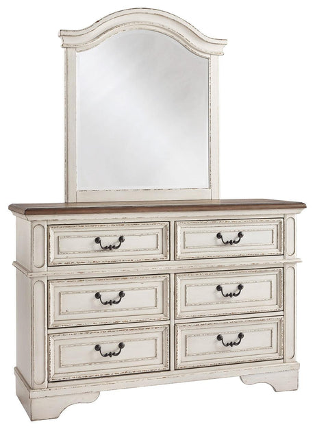 Realyn Chipped White Dresser And Mirror - Ella Furniture