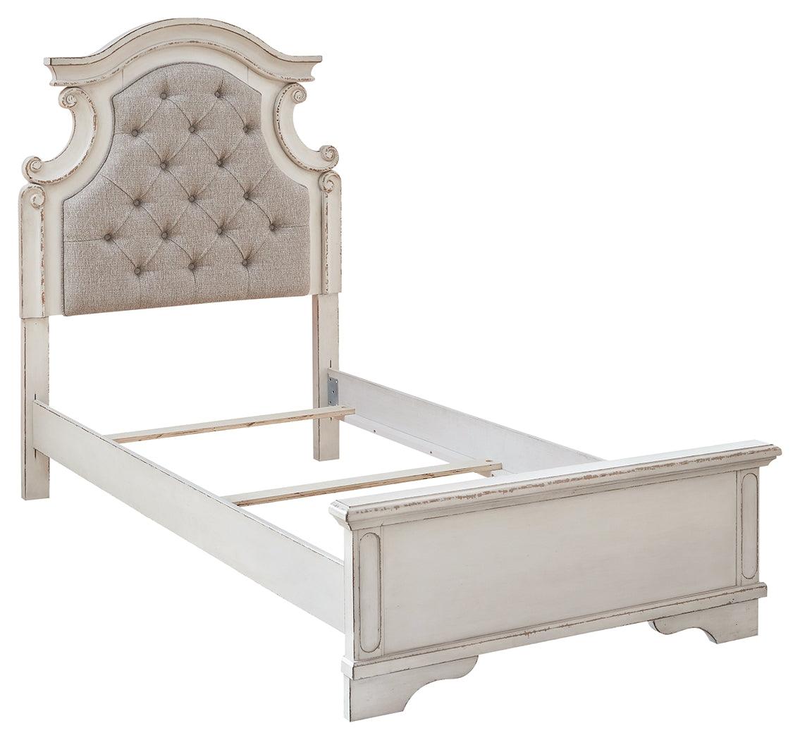 Realyn Chipped White Twin Panel Bed - Ella Furniture