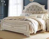 Realyn Chipped White King Upholstered Panel Bed - Ella Furniture