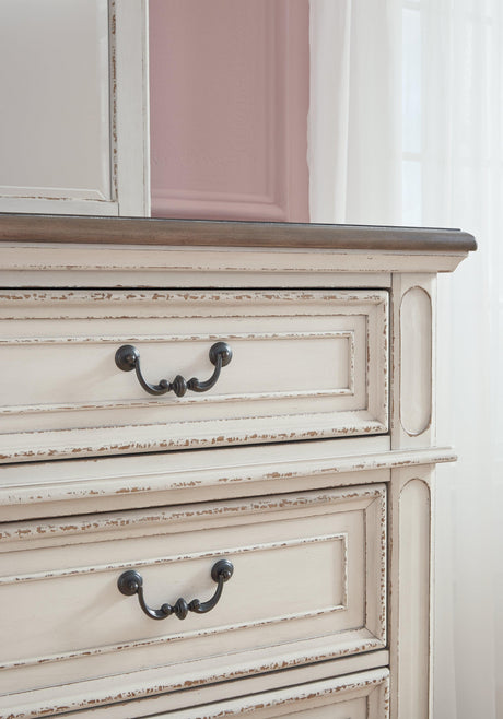 Realyn Chipped White Dresser And Mirror - Ella Furniture