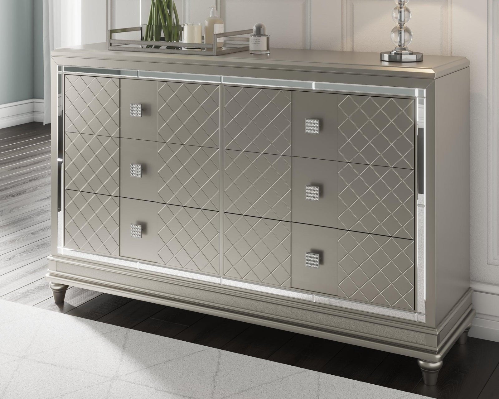 Chevanna Platinum Dresser - Ella Furniture