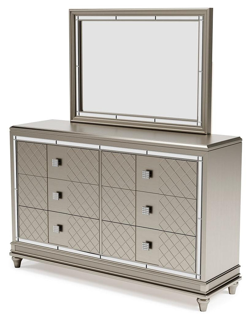 Chevanna Platinum Dresser And Mirror - Ella Furniture