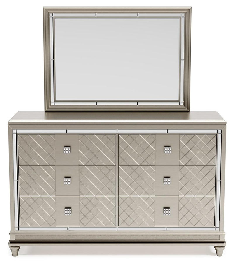 Chevanna Platinum Dresser And Mirror - Ella Furniture
