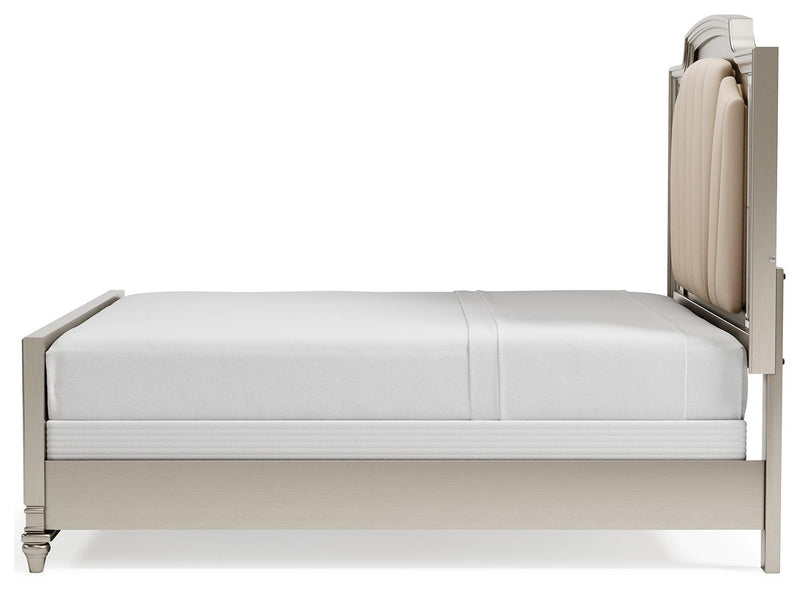 Chevanna Platinum King Upholstered Panel Bed - Ella Furniture