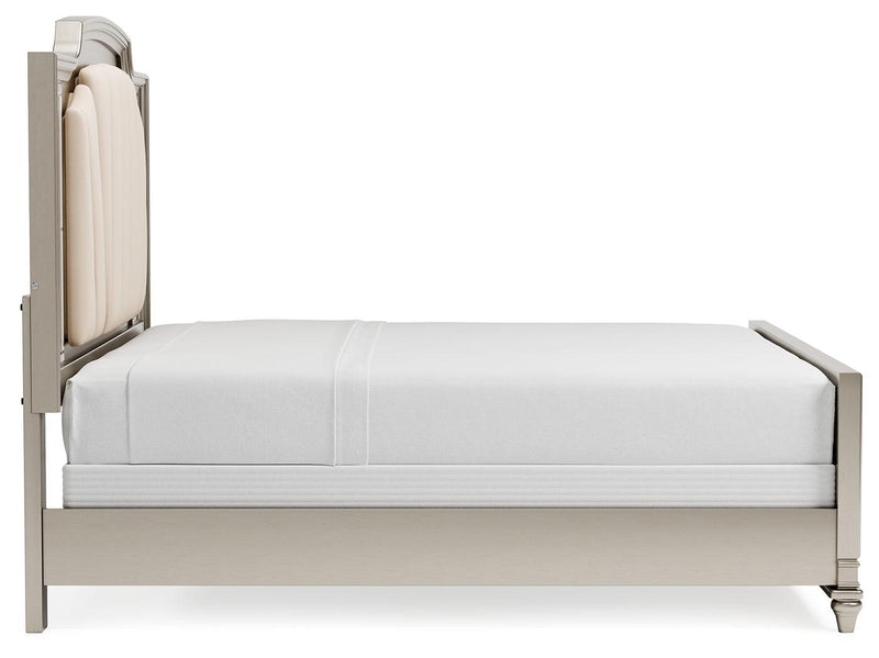 Chevanna Platinum King Upholstered Panel Bed - Ella Furniture