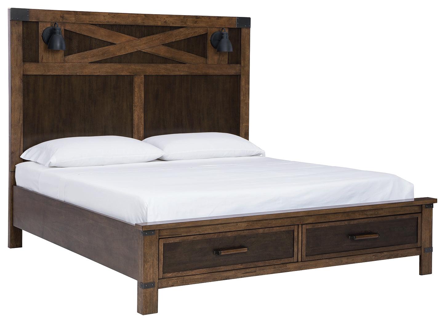 Wyattfield Two-tone Queen Panel Bed With Storage - Ella Furniture