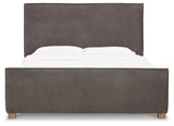 Krystanza Weathered Gray King Upholstered Panel Bed - Ella Furniture