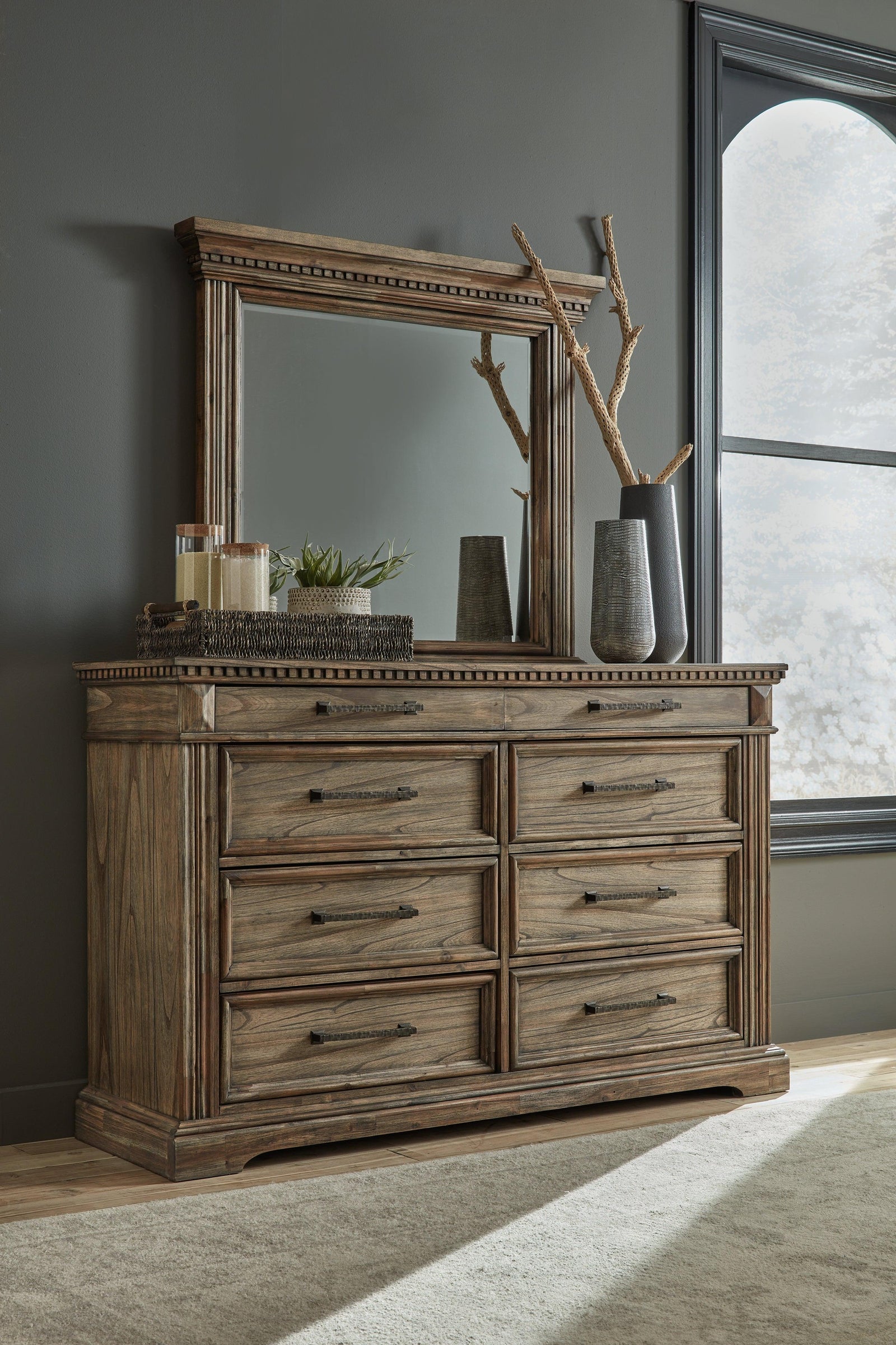 Markenburg Brown Dresser And Mirror - Ella Furniture