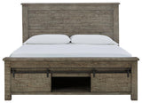 Brennagan Gray Queen Panel Bed With Storage - Ella Furniture