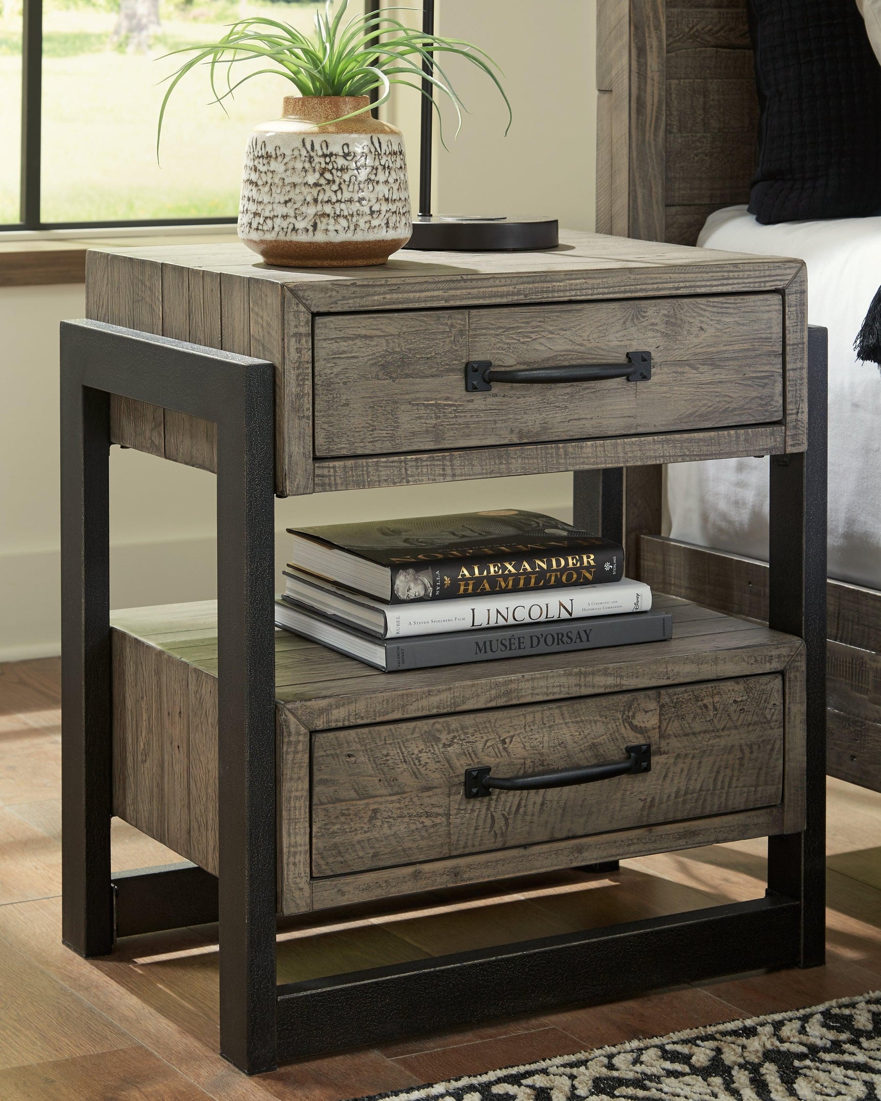 Brennagan Gray Nightstand - Ella Furniture