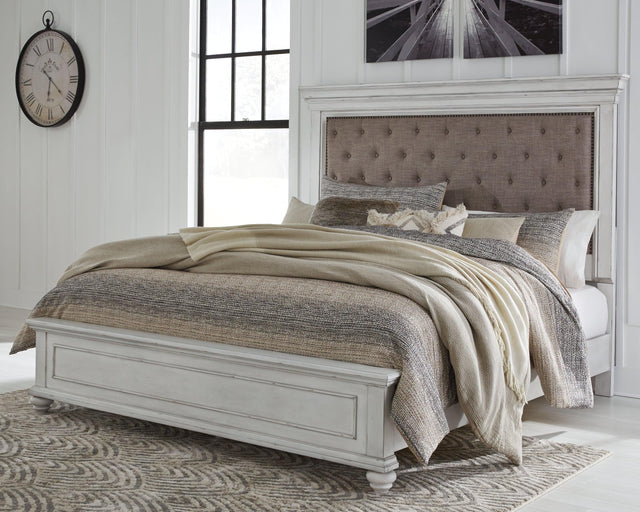 Kanwyn Whitewash King Panel Bed - Ella Furniture