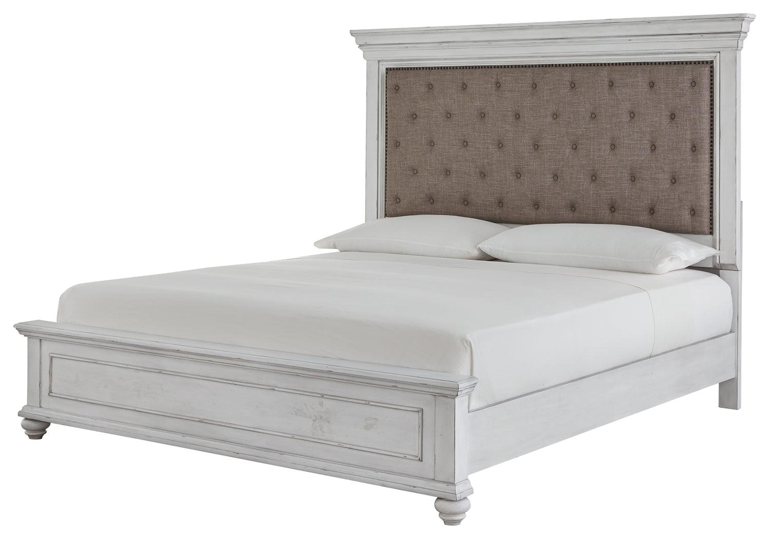 Kanwyn Whitewash King Panel Bed - Ella Furniture