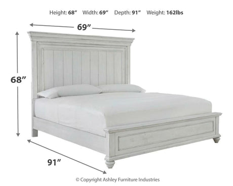 Kanwyn Whitewash Queen Panel Bed B777B2 - Ella Furniture
