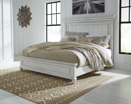 Kanwyn Whitewash Queen Panel Bed B777B2 - Ella Furniture
