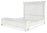 Kanwyn Whitewash Queen Panel Bed With Storage Bench - Ella Furniture