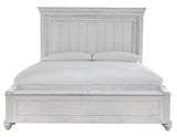 Kanwyn Whitewash King Panel Bed With Storage Bench - Ella Furniture