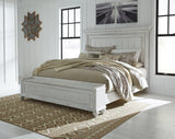 Kanwyn Whitewash King Panel Bed With Storage Bench - Ella Furniture